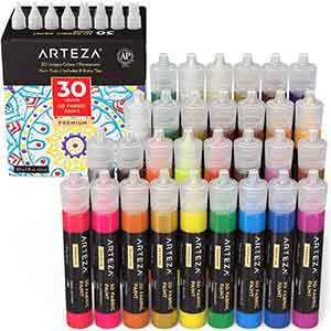 Arteza 3D Fabric 30 Color Metallic & Glitter Set