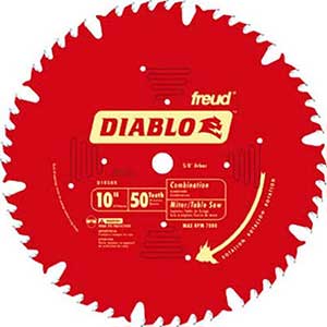 Diablo 10 Inch Table Saw Blade | 50 Teeth | Reduces Noise