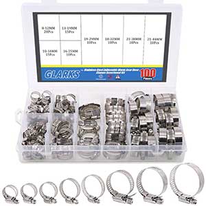 Glarks 304 Stainless Radiator Hose Clamps- 8-44mm | 100pcs