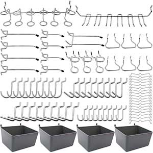 Pegboard Hooks Assortment with Pegboard Bins | Peg Locks | 80pcs