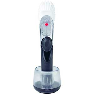 OXO Good Grips Soap Dispensing Dish Brush | Brush Holder | Black