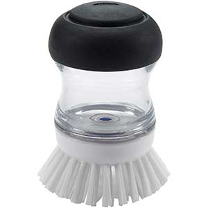 OXO Good Grips Soap Dispensing Dish Brush | No Leakage | Black /Clear /White