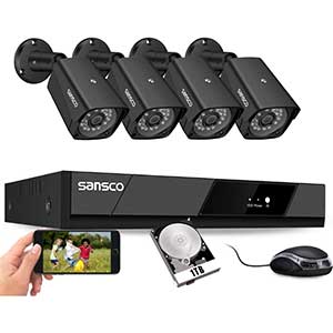 SANSCO 8CH 1080P DVR Security System | 4pcs Cam | 1TB HDD